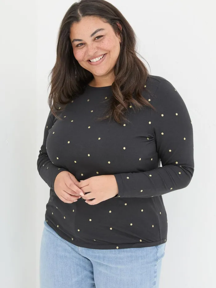 Fat Face Tops and TShirts Black Bree Spot Top 8211 Women