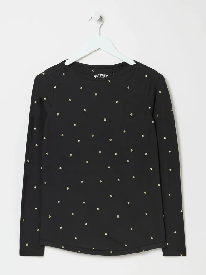 Fat Face Tops and TShirts Black Bree Spot Top 8211 Women