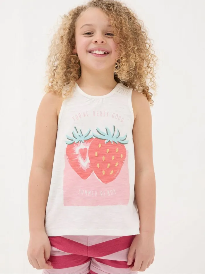 Fat Face Tops and TShirts Natural Strawberry Jersey Vest Top 8211 Kids