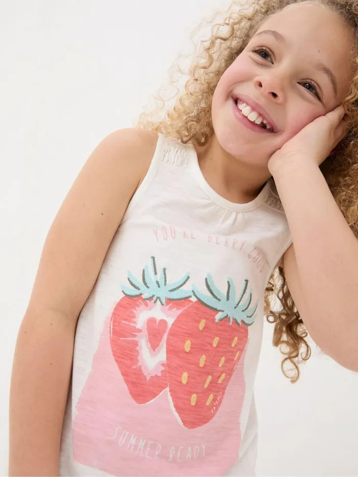 Fat Face Tops and TShirts Natural Strawberry Jersey Vest Top 8211 Kids