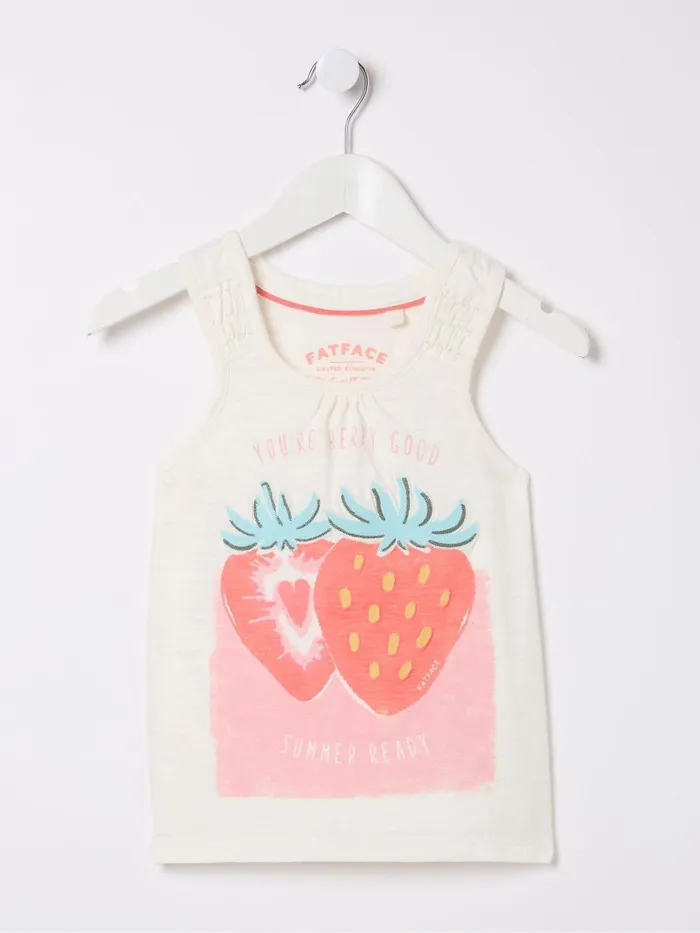 Fat Face Tops and TShirts Natural Strawberry Jersey Vest Top 8211 Kids