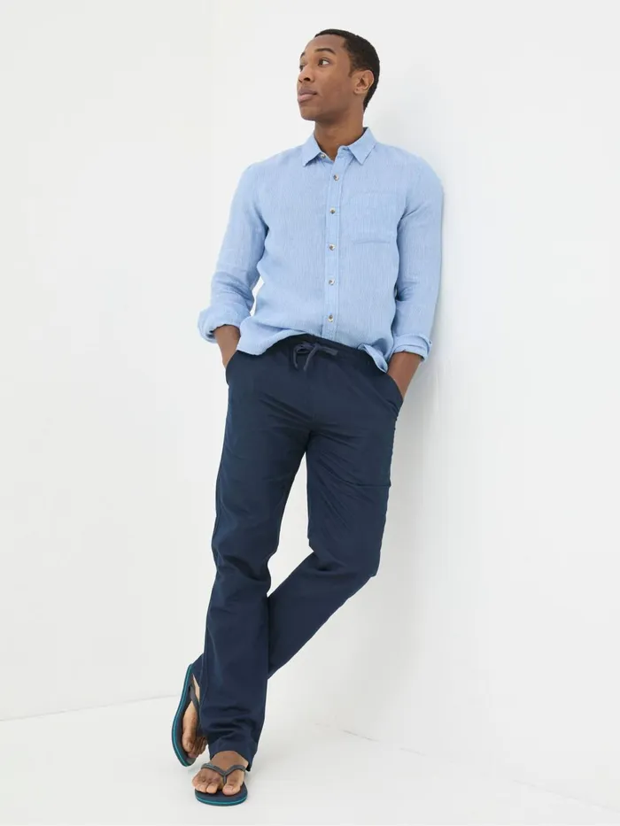 Fat Face Trousers and Chinos Blue Straight Cotton Linen Trousers 8211 Men