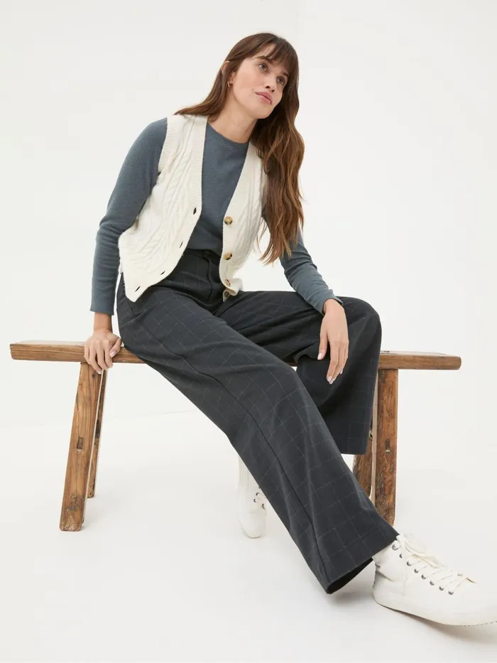 Fat Face Trousers and Leggings Presley Grey Herringbone Trousers 8211 Women