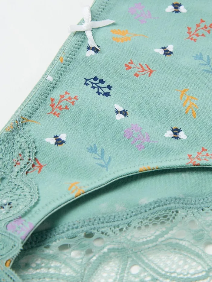 Fat Face Underwear Autumn Green Bee Cheeky Knickers 8211 Women