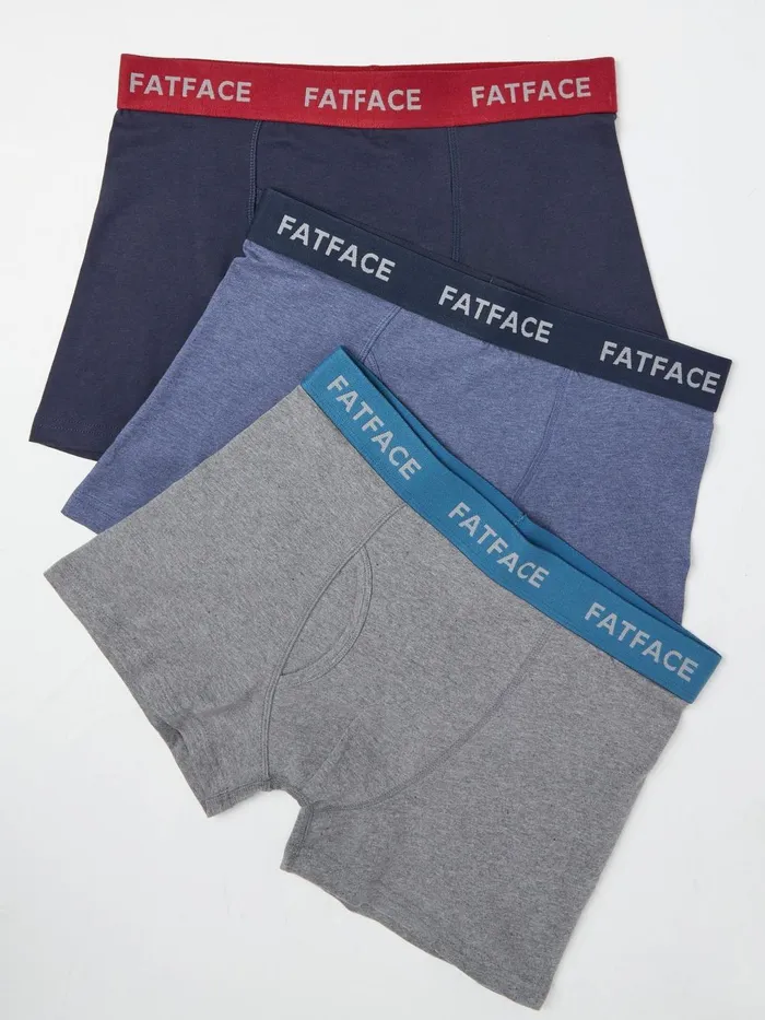 Fat Face Underwear BlueGrey Cotton Boxers 3 Pack 8211 Men
