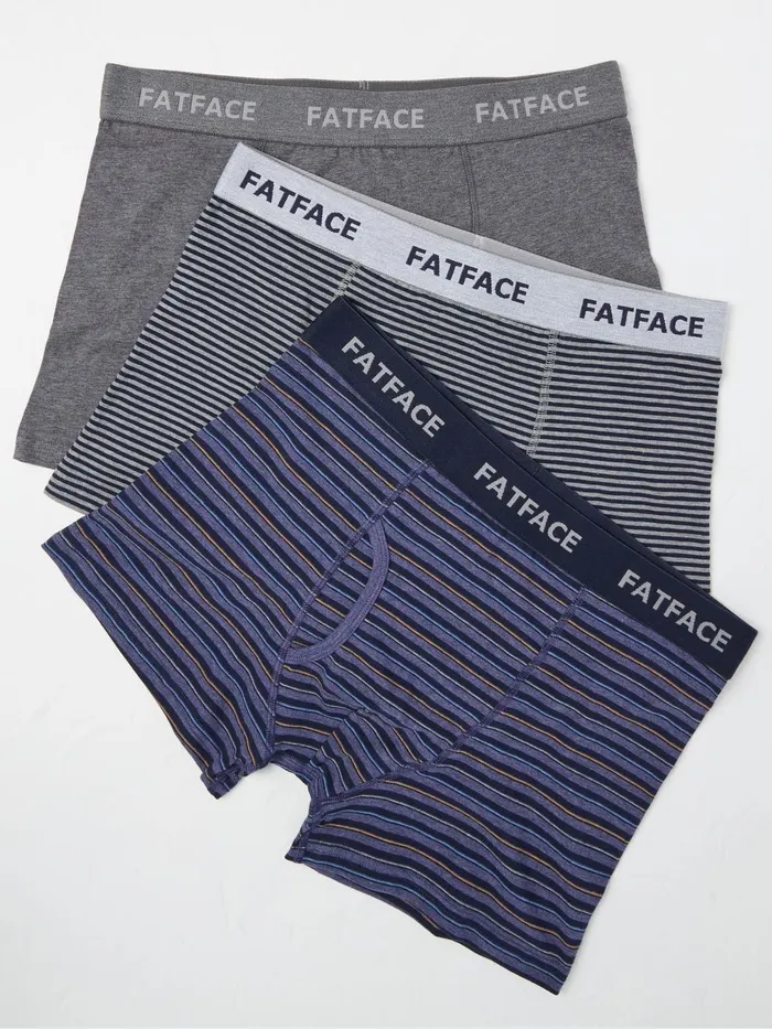 Fat Face Underwear Blue Seagrove Stripe Cotton Boxers 3 Pack 8211 Men