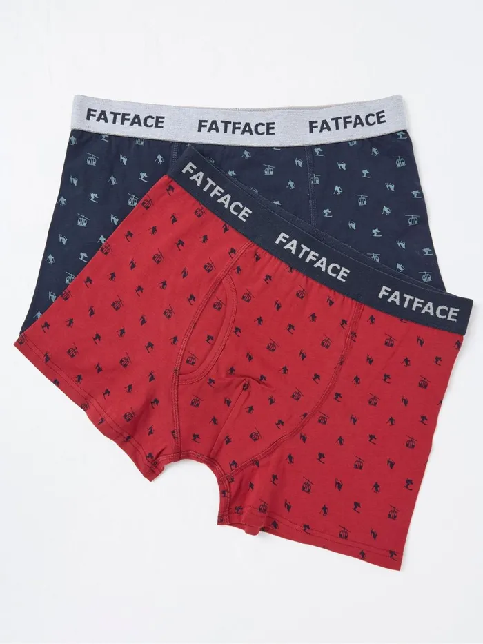 Fat Face Underwear Red Ski Scene Boxers 2 Pack 8211 Men