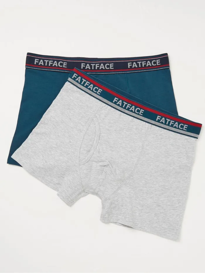 Fat Face Underwear Teal Green Cotton Boxers 2 Pack 8211 Men