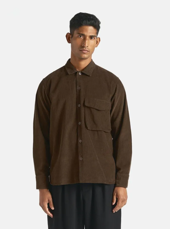 Field Shirt In Brown Fine Cord Men Universal Works Overshirts