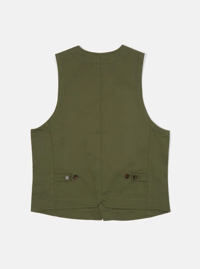 Field Waistcoat In Light Olive Twill Men Universal Works Waistcoats and Gilets