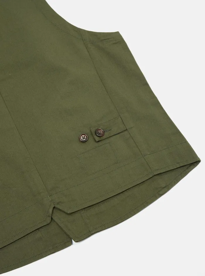 Field Waistcoat In Light Olive Twill Men Universal Works Waistcoats and Gilets