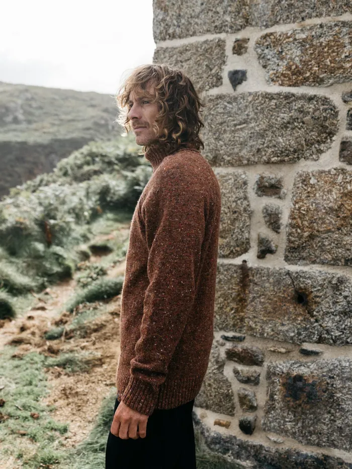 Finisterre Knitwear Men Furlong Roll Neck Sweater Spice