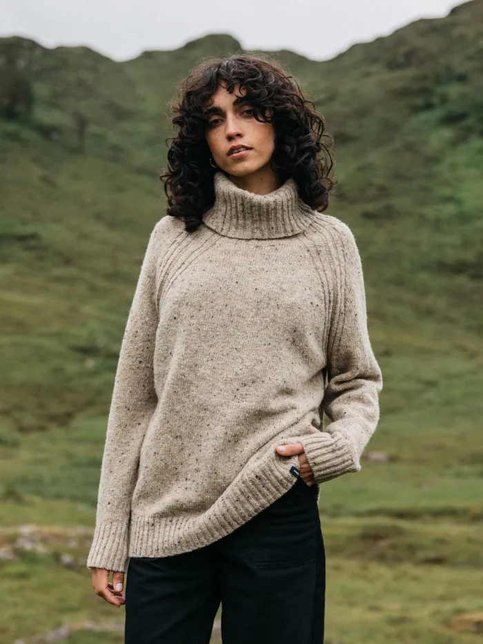 Finisterre Knitwear Women Farne Roll Neck Knit Sweater Oatmeal