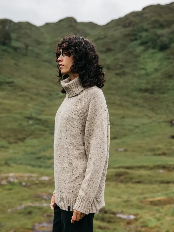 Finisterre Knitwear Women Farne Roll Neck Knit Sweater Oatmeal