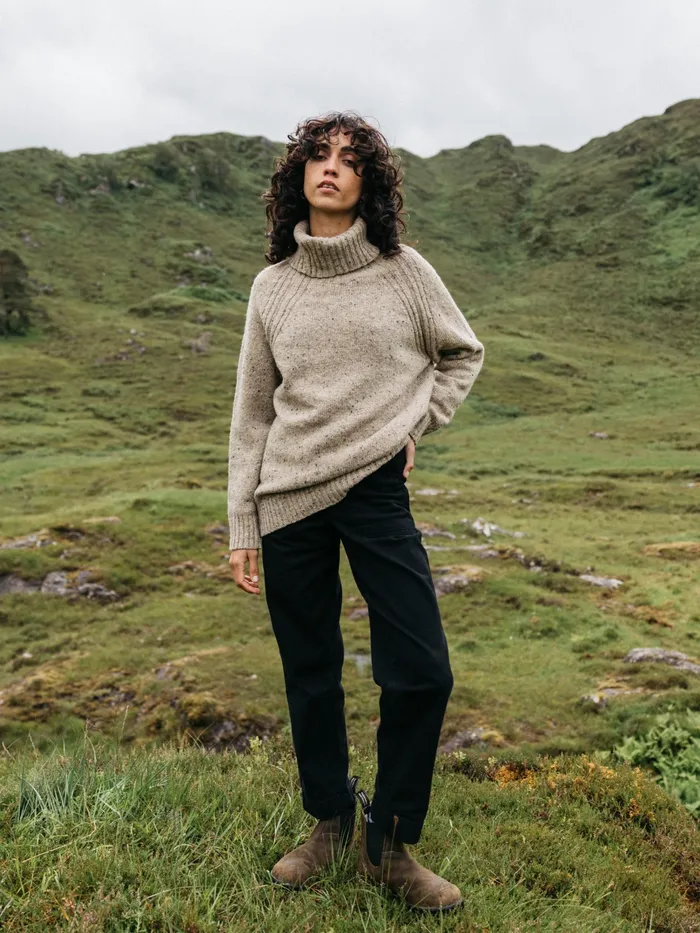 Finisterre Knitwear Women Farne Roll Neck Knit Sweater Oatmeal