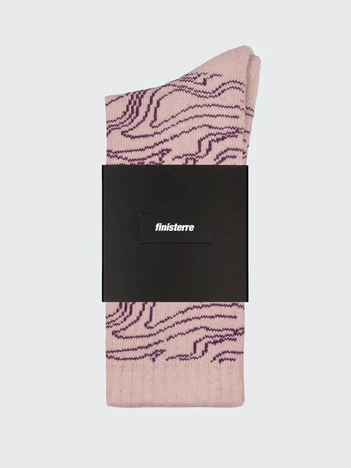 Finisterre Socks MenWomen High Tide Pattern Sock Pink Smoke Osmosis