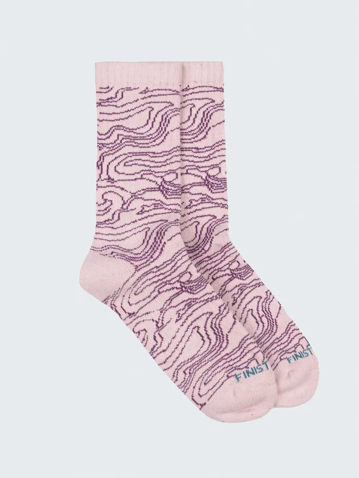 Finisterre Socks MenWomen High Tide Pattern Sock Pink Smoke Osmosis