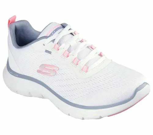 Flex Appeal 50 White Pink Blue Women SKECHERS Lace Up