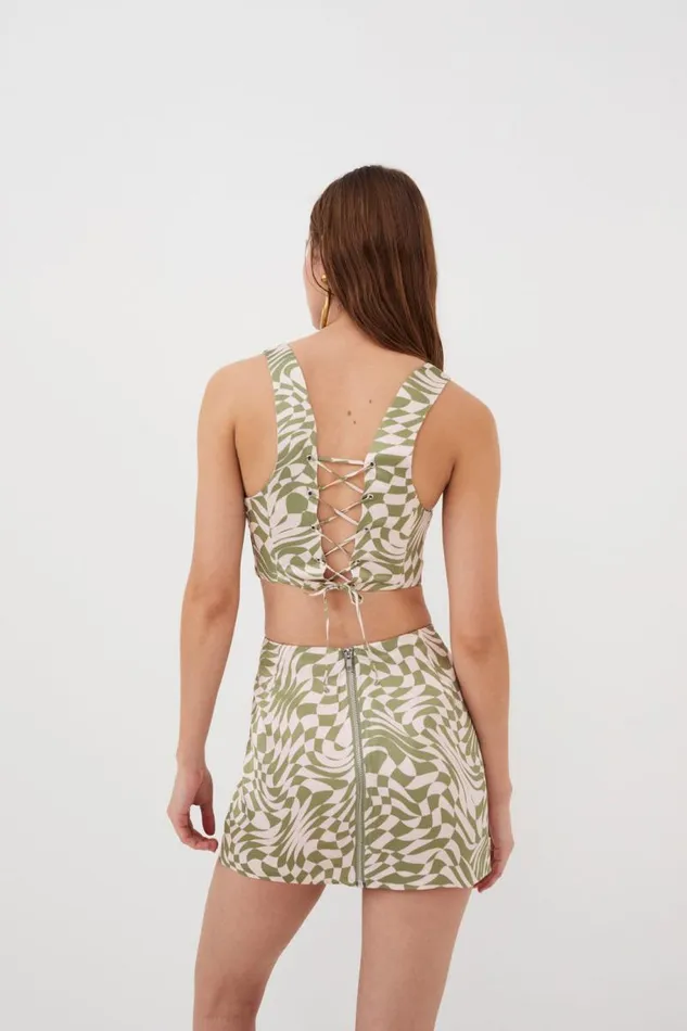 For Love and Lemons Bottoms Aiko Mini Skirt Green 8211 Women