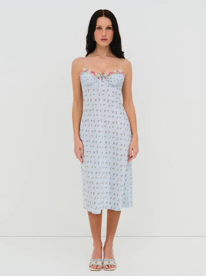 For Love and Lemons Dresses Aurelia Midi Slip Dress Blue 8211 Women
