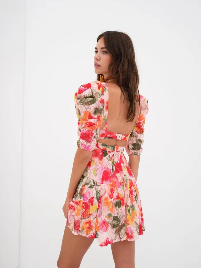 For Love and Lemons Dresses Dascha Puff Sleeve Mini Dress Pink 8211 Women