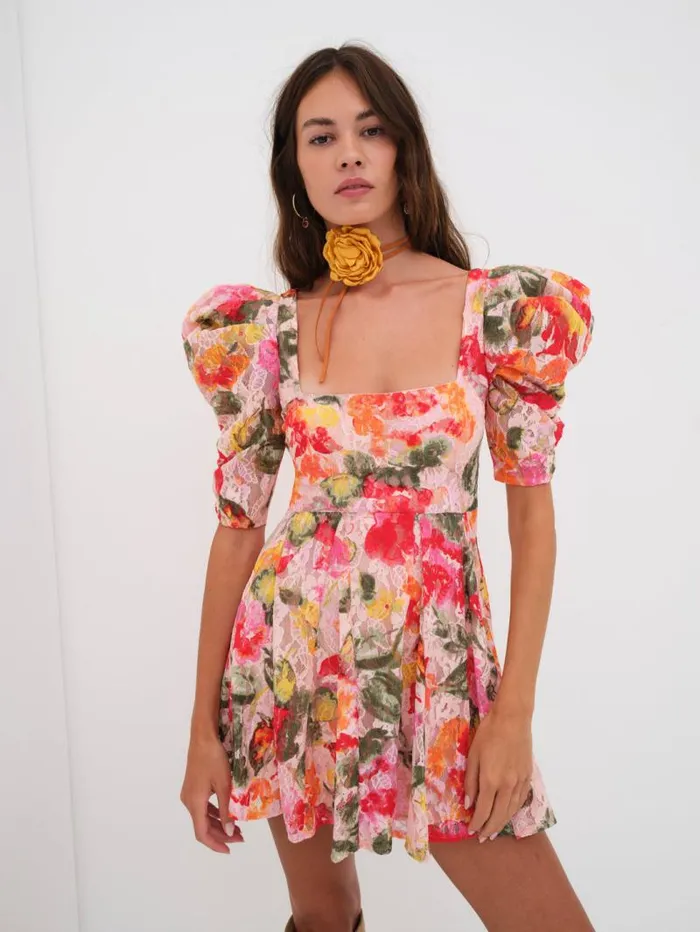 For Love and Lemons Dresses Dascha Puff Sleeve Mini Dress Pink 8211 Women