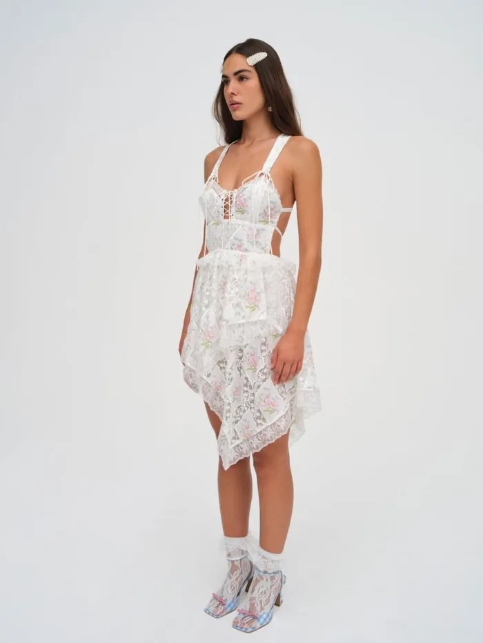 For Love and Lemons Dresses Diana Asymmetric Mini Dress White 8211 Women