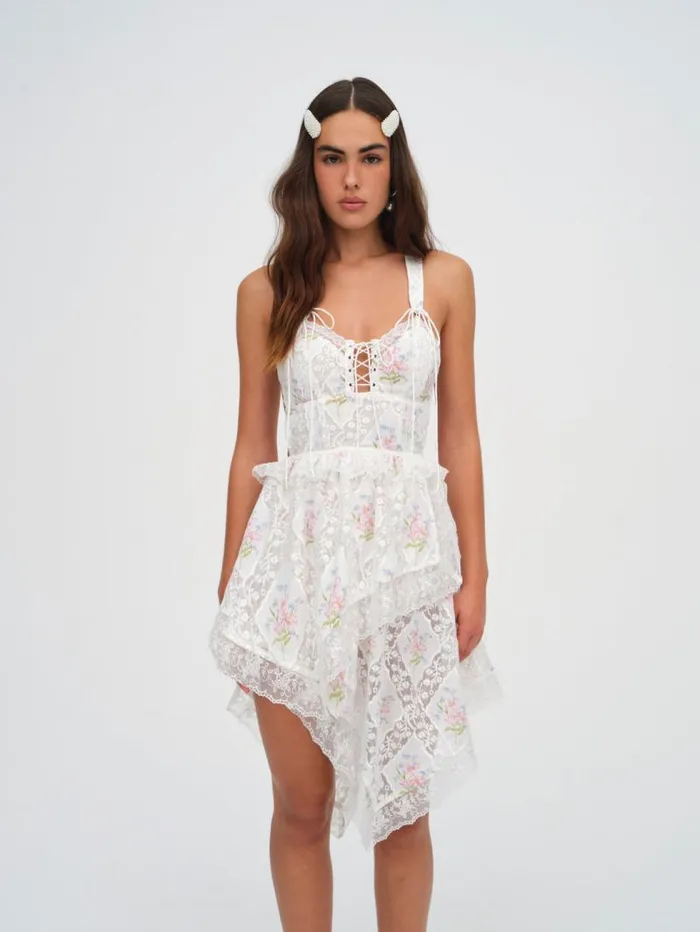 For Love and Lemons Dresses Diana Asymmetric Mini Dress White 8211 Women