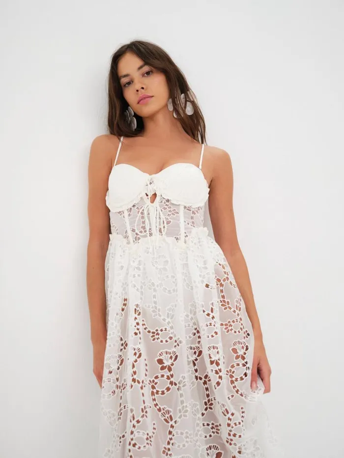For Love and Lemons Dresses Romi Midi Dress White 8211 Women For Love and Lemons Dresses Romi Midi Dress White 8211 Women