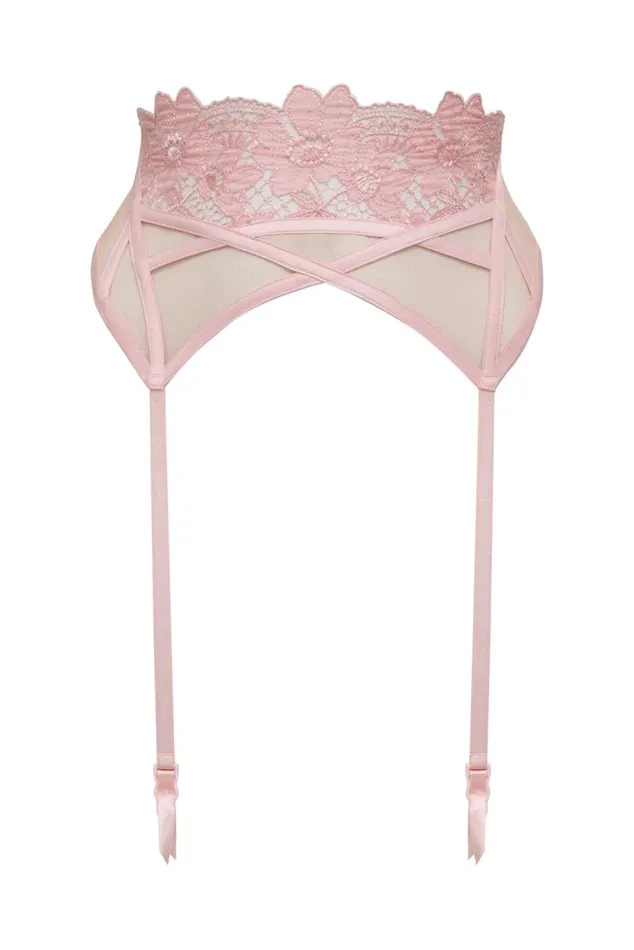 For Love and Lemons Lingerie Aimee Floral Garter Belt Light Pink 8211 Women