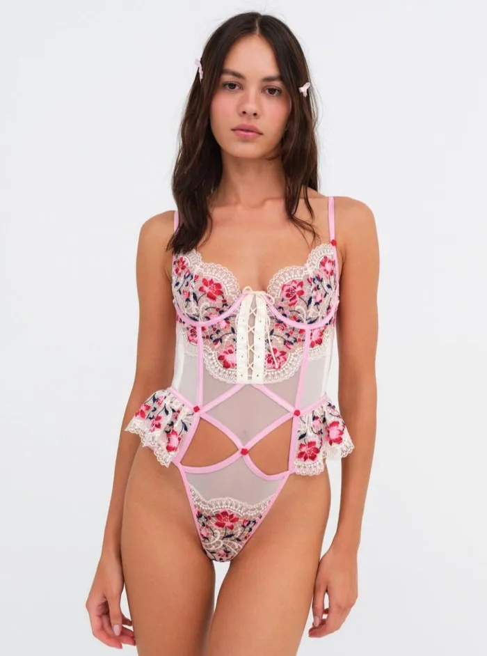 For Love and Lemons Lingerie Festival Rose Teddy Ivory 8211 Women