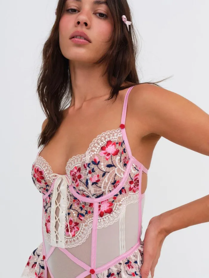 For Love and Lemons Lingerie Festival Rose Teddy Ivory 8211 Women