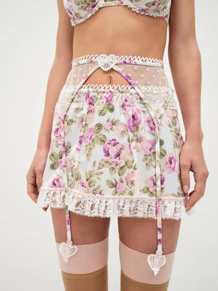 For Love and Lemons Lingerie Mary Rose Garter Skirt Pink 8211 Women