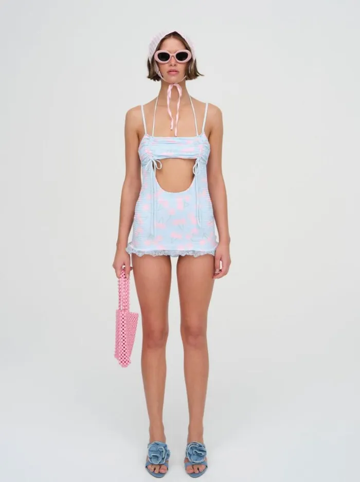 For Love and Lemons Swim Graceanne Swim Romper Blue 8211 Women For Love and Lemons Swim Graceanne Swim Romper Blue 8211 Women