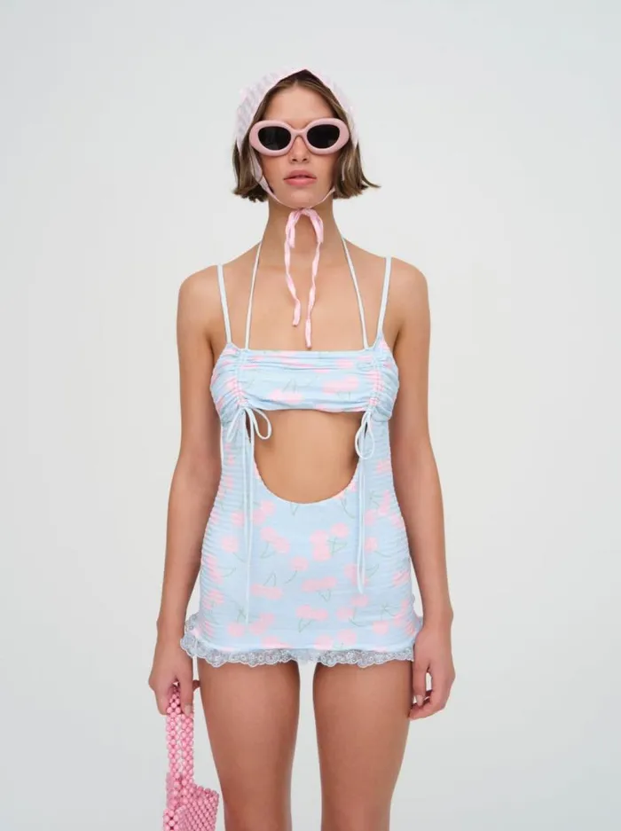 For Love and Lemons Swim Graceanne Swim Romper Blue 8211 Women For Love and Lemons Swim Graceanne Swim Romper Blue 8211 Women