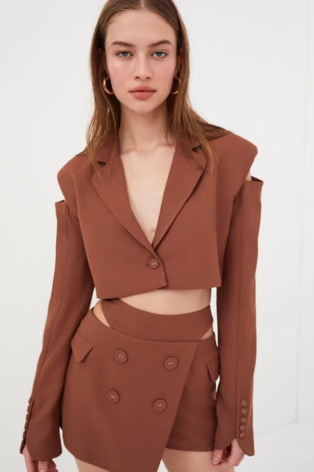 For Love and Lemons Tops Alysa Crop Top Brown 8211 Women