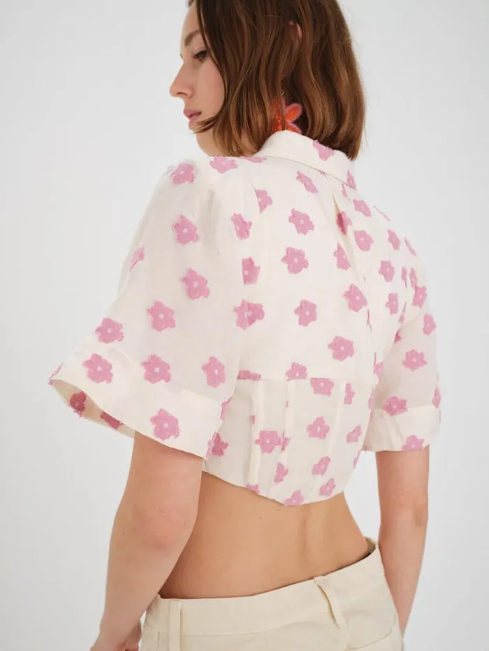 For Love and Lemons Tops Clover Short Sleeve Corset Top Pink 8211 Women For Love and Lemons Tops Clover Short Sleeve Corset Top Pink 8211 Women