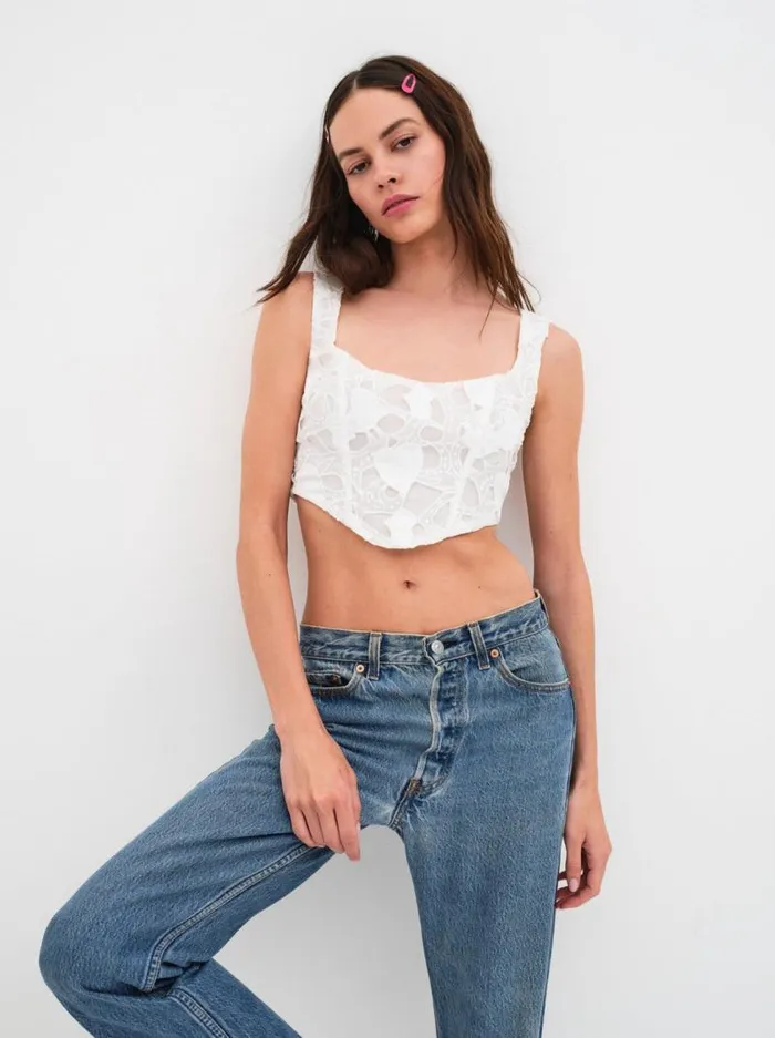 For Love and Lemons Tops Kaede Corset Top White 8211 Women