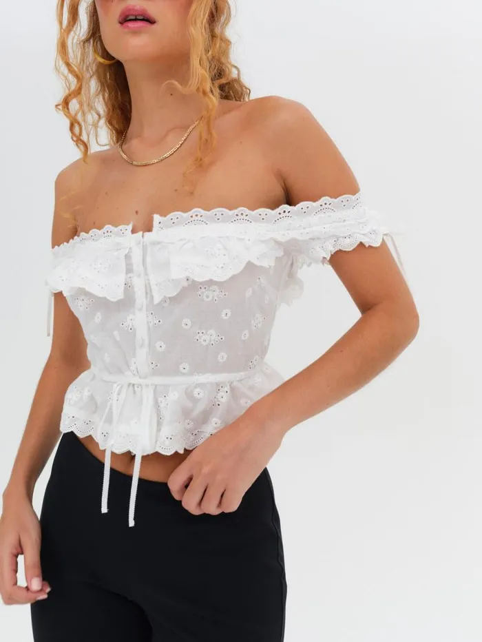 For Love and Lemons Tops Marlowe OffShoulder Top White 8211 Women