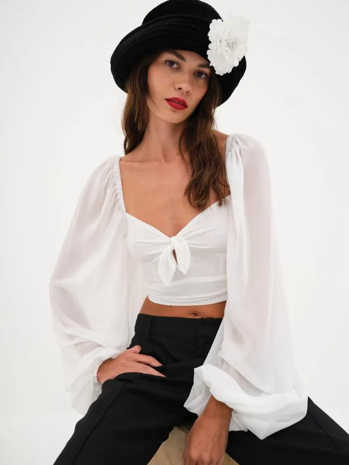 For Love and Lemons Tops Trisha Crop Top White 8211 Women