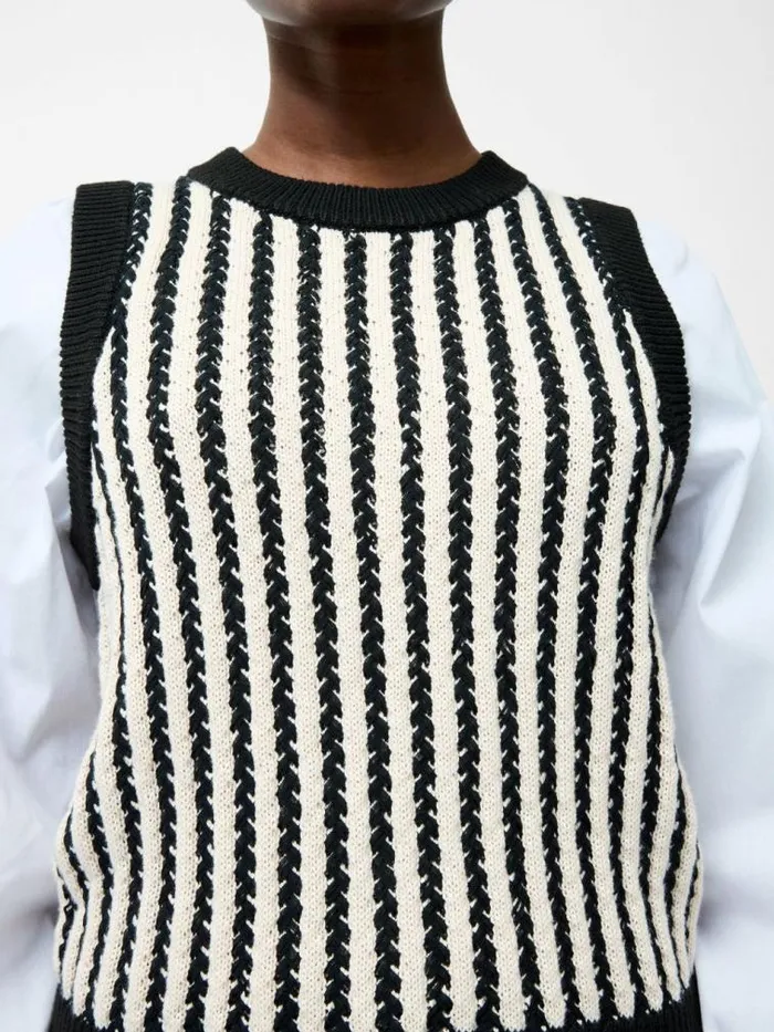 French Connection 2In1 Tank Shirt Blackclassic Cream Women Jumpers and Cardigans