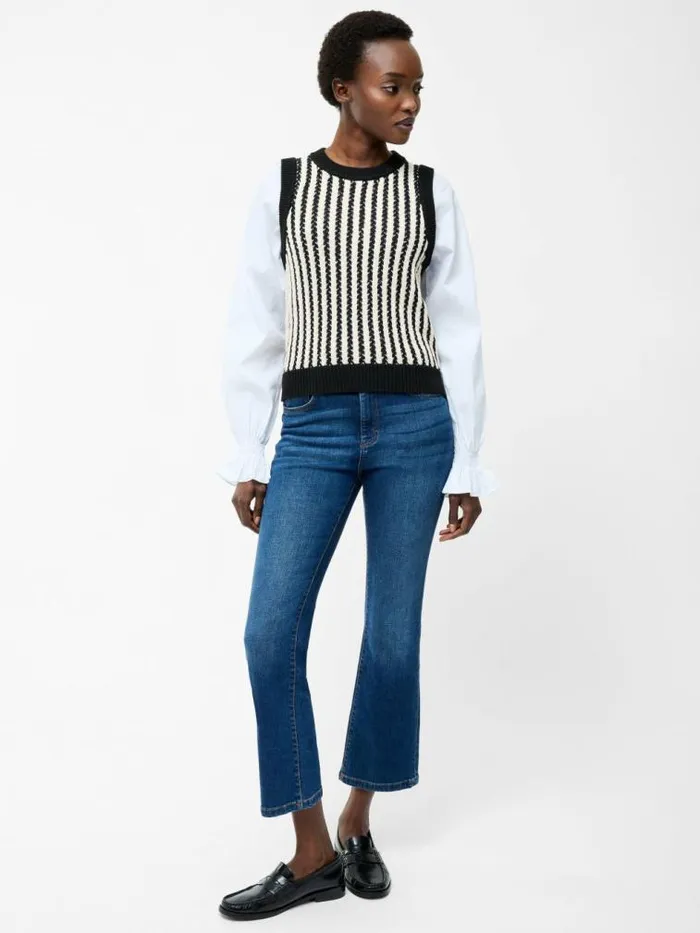 French Connection 2In1 Tank Shirt Blackclassic Cream Women Jumpers and Cardigans