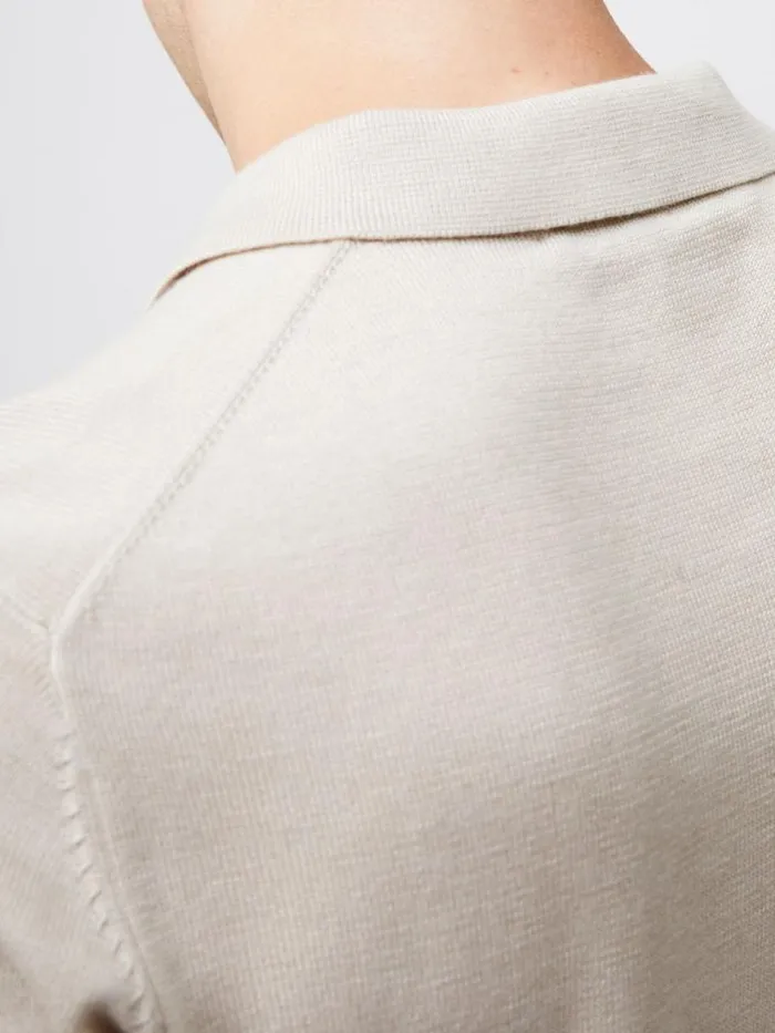 French Connection 3 Button Knit Polo Shirt Stone Men Knitwear