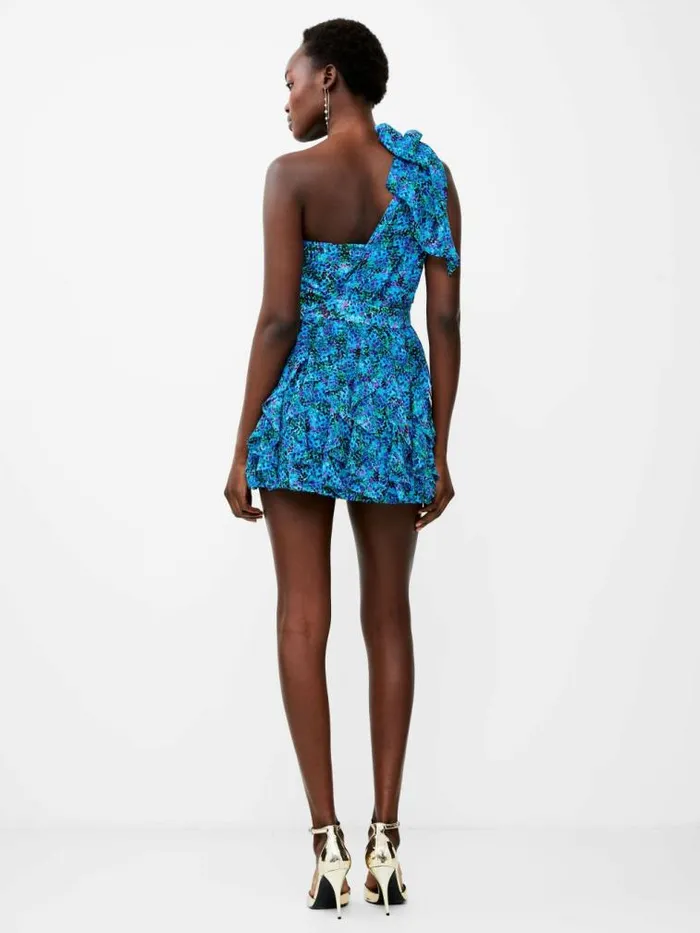 French Connection Andrea Ennis Asymmetric Mini Dress Cloisonne Women Dresses
