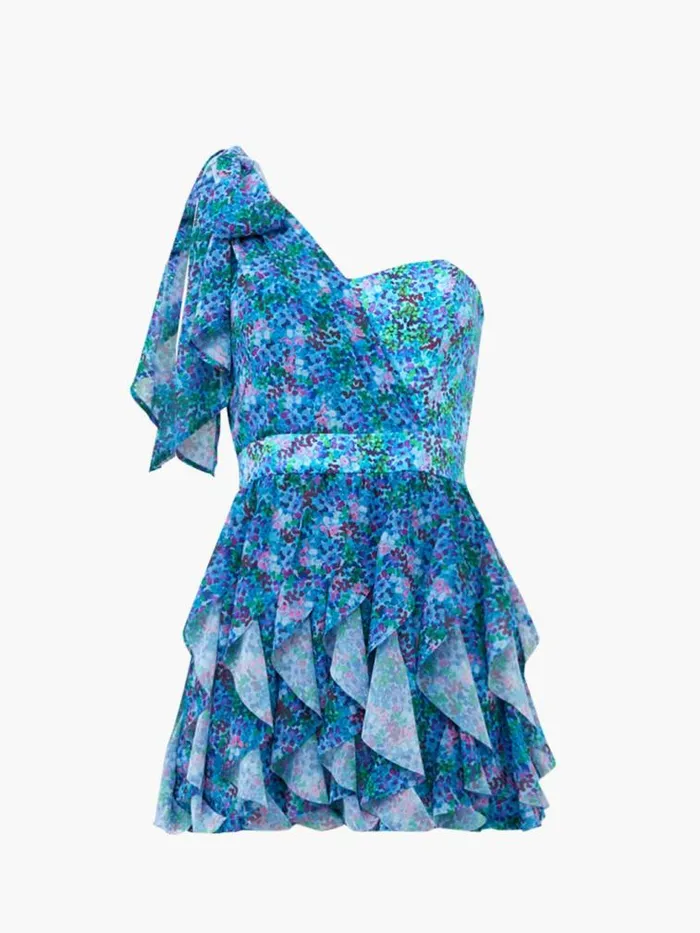 French Connection Andrea Ennis Asymmetric Mini Dress Cloisonne Women Dresses