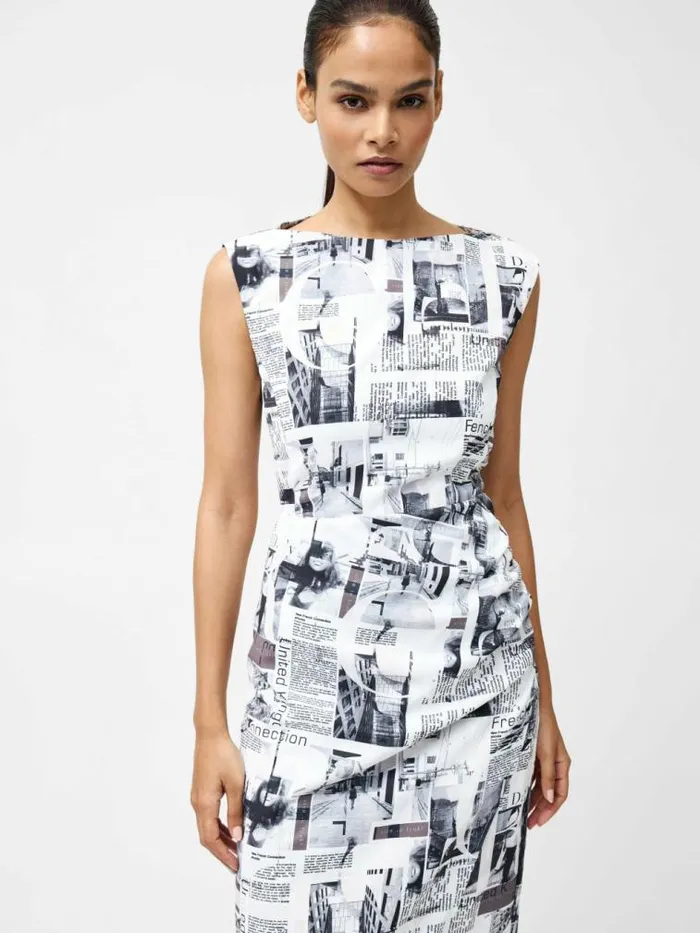 French Connection Atlantis Dori Crepe Dress Blackwhite Women Dresses