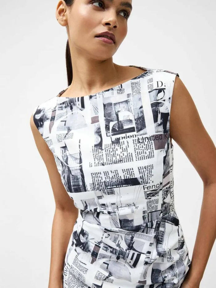 French Connection Atlantis Dori Crepe Dress Blackwhite Women Dresses