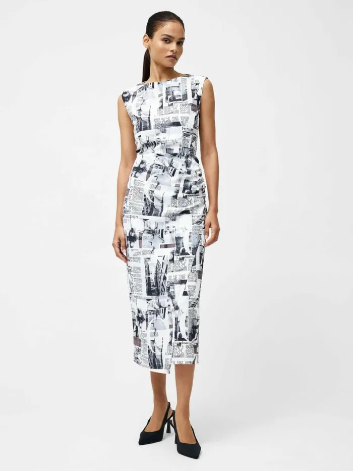 French Connection Atlantis Dori Crepe Dress Blackwhite Women Dresses