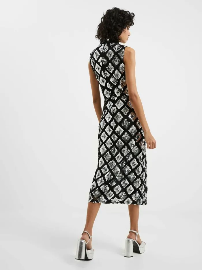 French Connection Axel Embellished Midi Dress Blacksilver Women Dresses