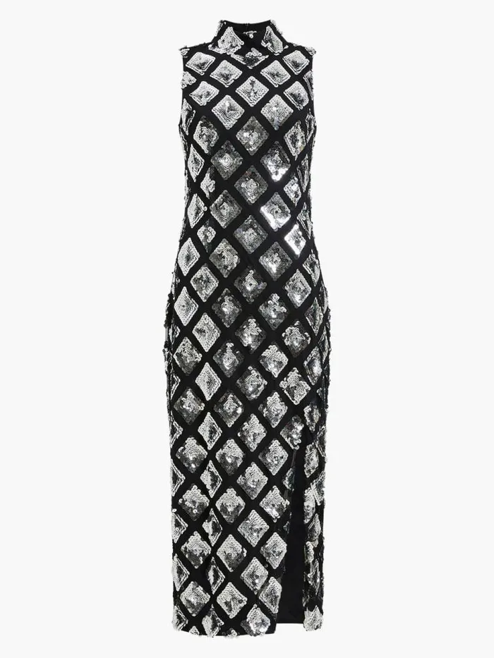 French Connection Axel Embellished Midi Dress Blacksilver Women Dresses